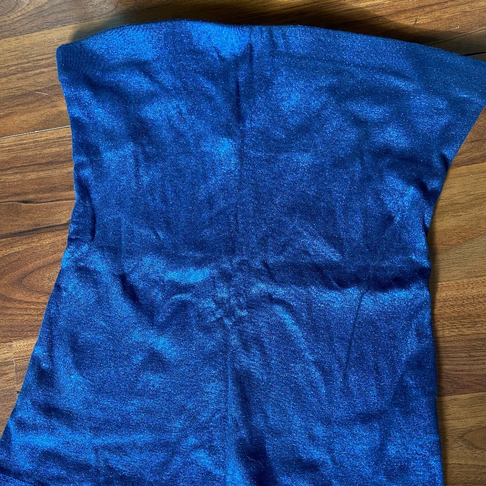 Charles Nolan Blue metallic tube top, size small